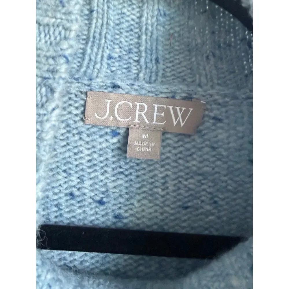 J. Crew Donegal Wool/Alpaca Blend Long Sleeve Relaxed Turtleneck Sweater Blue M
